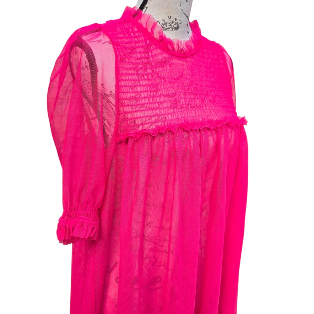 H&M Divided Dress Netflix To All The Boys Pink Ruffle Smocked Babydoll Large - Picture 5 of 10
